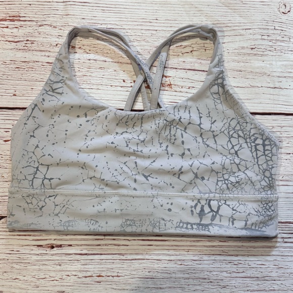 Lululemon Energy Longline Bra Medium Support, B–D Thread Dye White Black Sz 12 - Picture 4 of 7